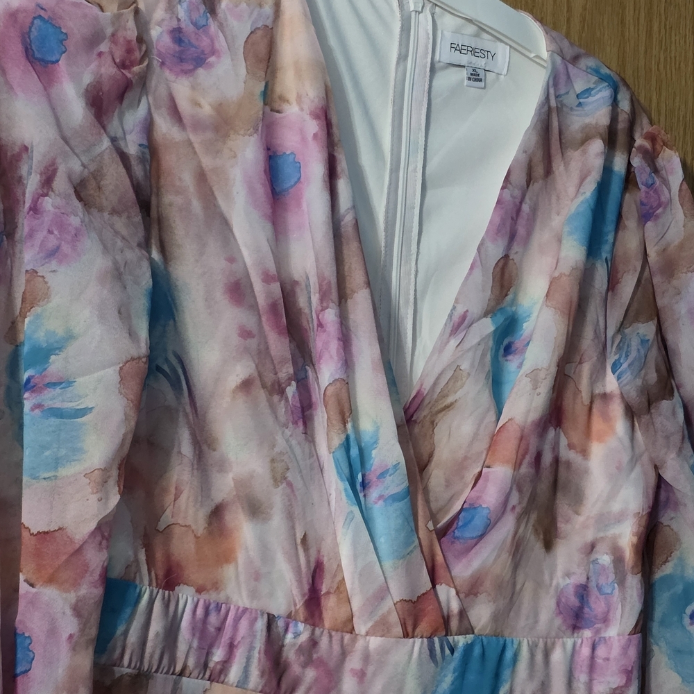 Chic Fariesty Floral Maxi Dress in Pastel Hues XL New Cottagecore - Picture 4 of 5